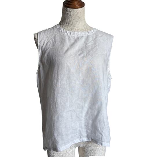 Quince Linen sleeveless top Sz M Beachy quiet luxury minimalist - Picture 2 of 7